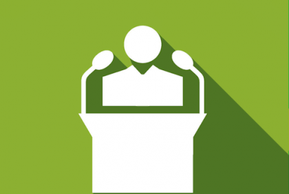 Candidate on lectern icon